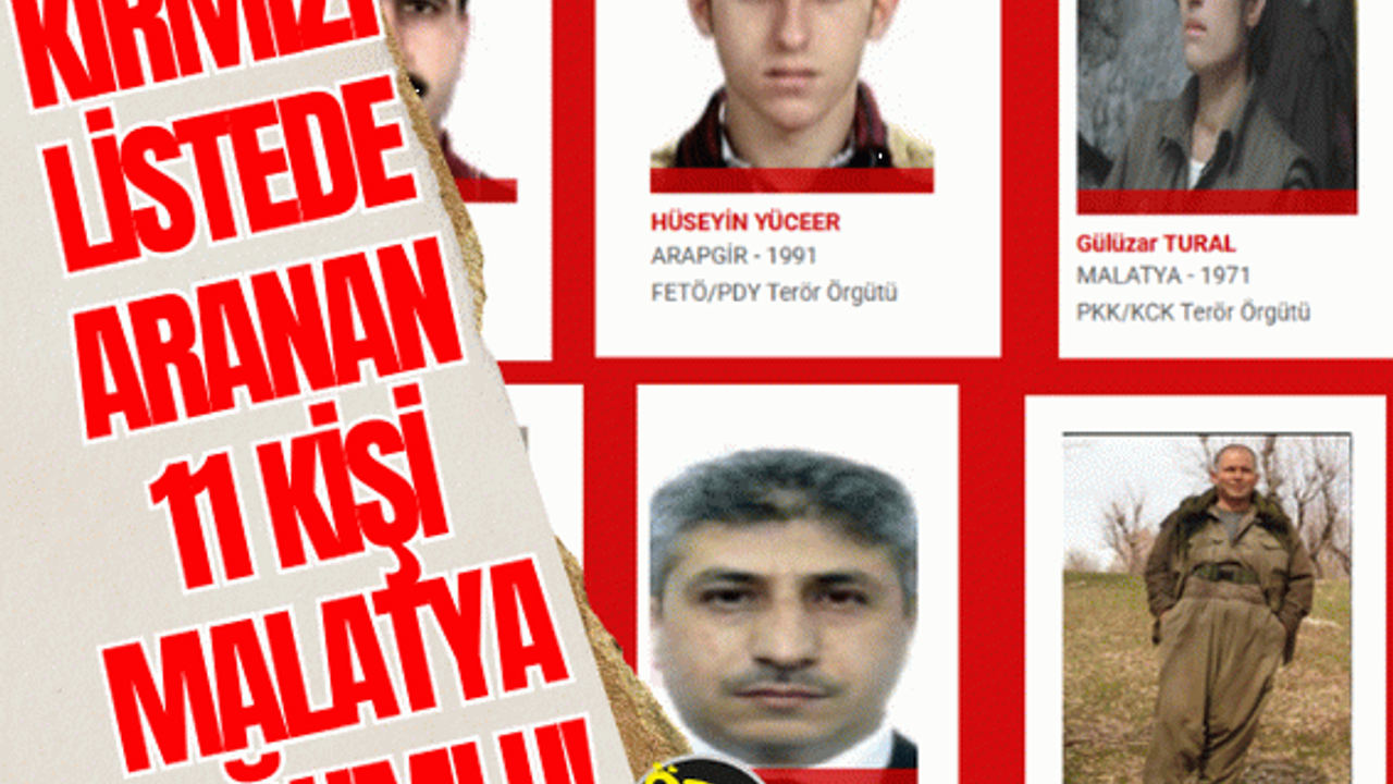 Kırmızı listede aranan 11 kişi Malatya doğumlu! 