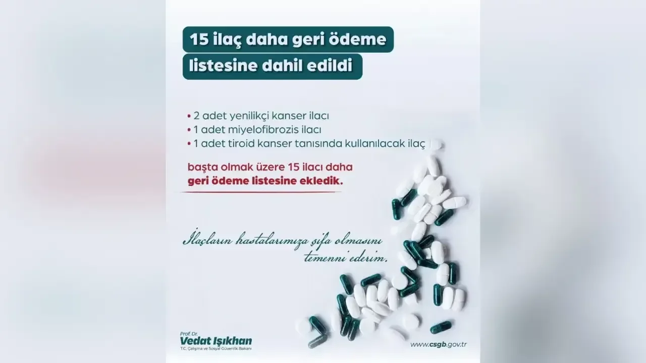 15 yeni ilaç geri ödeme listesine alındı: Kanser tedavisine destek