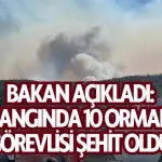 Bakan açıkladı: Yangında 10 orman görevlisi şehit oldu
