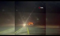 Alev alev yanan koca TIR küle döndü