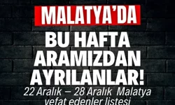 Malatya’da bu hafta aramızdan ayrılanlar! | 22 Aralık – 28 Aralık Malatya vefat edenler listesi