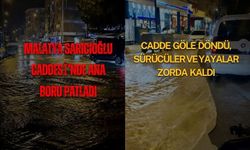Malatya Sarıcıoğlu Caddesi’nde ana boru patladı: Cadde göle döndü, sürücüler ve yayalar zorda kaldı