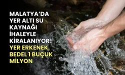Malatya’da yer altı su kaynağı ihaleyle kiralanıyor! Yer Erkenek, bedel 1 buçuk milyon