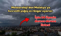 Meteoroloji’den Malatya’ya kuvvetli yağış ve rüzgar uyarısı: İşte 14 ilçenin derece derece listesi