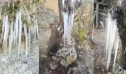 Adana’da soğuk hava etkisini gösterdi: Feke’de buz sarkıtları oluştu