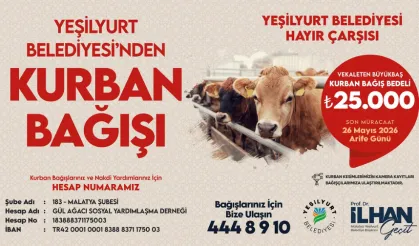 Yeşilyurt Belediyesi vekaleten kurban bağışı alacak