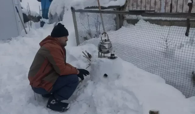 Akçadağ’da kışa mizahlı çözüm: Kardan soba