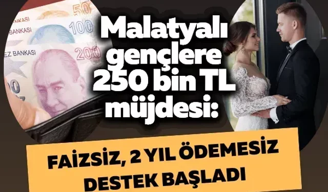 Malatyalı gençlere 250 bin TL müjdesi: Faizsiz, 2 yıl ödemesiz destek başladı