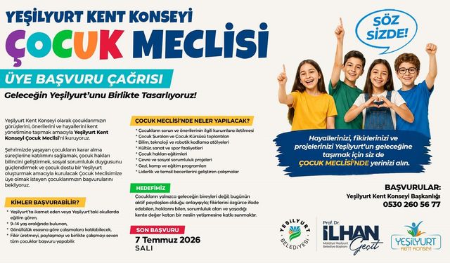 Yeşilyurt Kent Konseyi Çocuk Meclisi kuruyor: Başvurular başladı