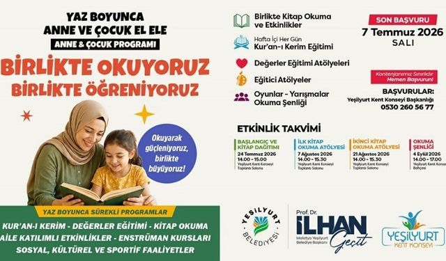 Yeşilyurt'ta anne ve çocuklar için yaz etkinlikleri başlıyor: Son başvuru 7 Temmuz
