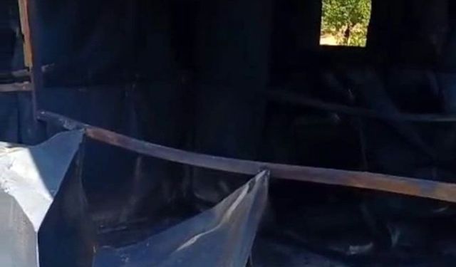 Yazıhan’da bahçe içindeki konteyner alev alev yandı