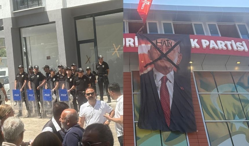 Malatya CHP il binasında neler oluyor? Çevik Kuvvet barikat kurdu, o ismin posterine "Hain" yazıldı!