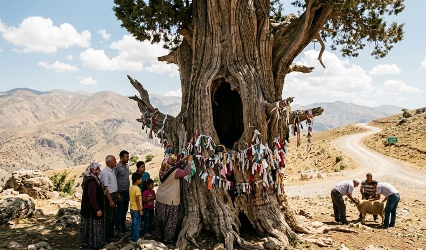 Malatya’da asırlık gizem: Kovuğunda sırlar barındıran tarihi Boz Ardıç Ağacı