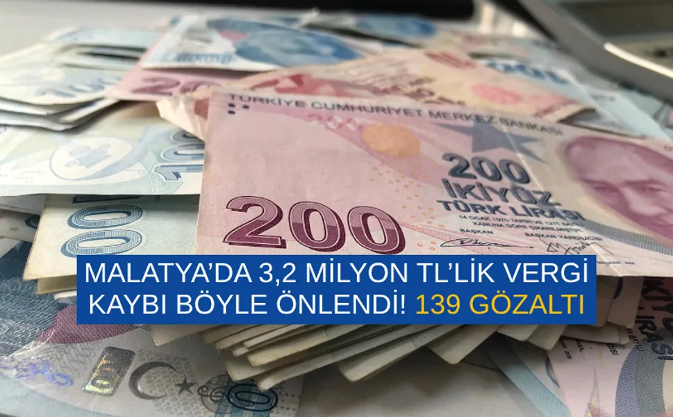 Malatya’da 3,2 milyon TL’lik vergi kaybı böyle önlendi! 139 gözaltı
