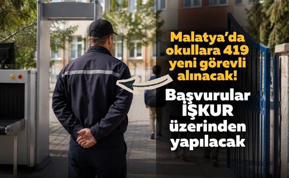 Malatya’da okullara 419 yeni görevli alınacak! Başvurular İŞKUR üzerinden yapılacak